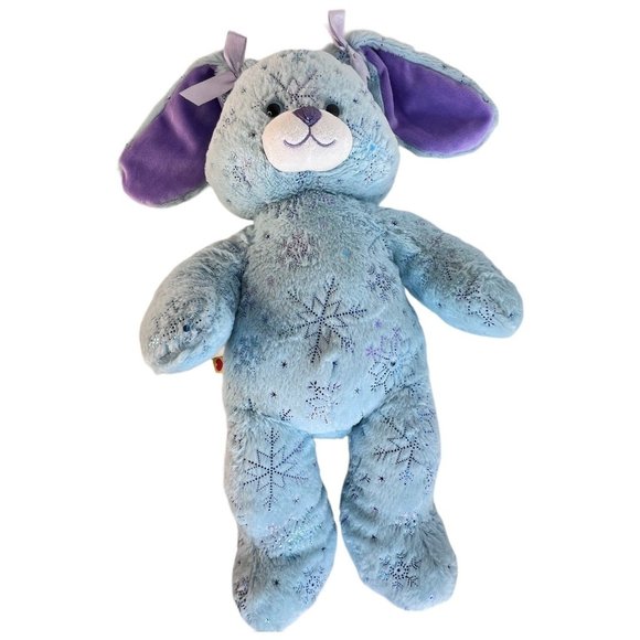 Build A Bear Blue Snowflake Bunny Rabbit Plush Sparkle 17” Retired Easter Purple - Picture 9 of 9